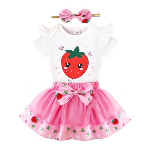 Baby Girl Clothes Newborn Summer Outfits Cute Infant Mesh Skirt Ruffle Romper Headband 3pcs Set 0-18 Months