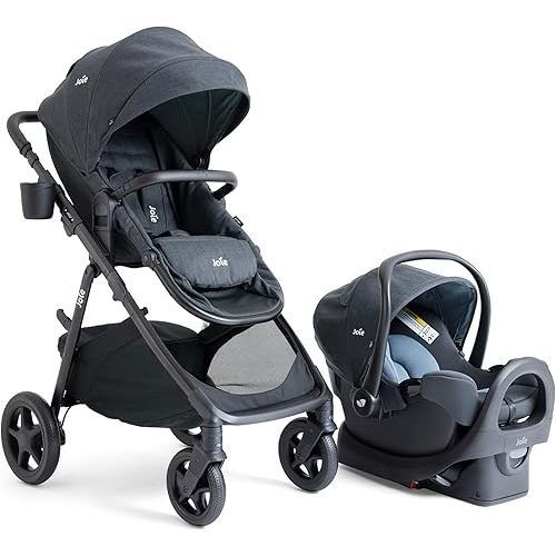 Ginger and Rue Travel System - 4-in-1 Travel System with Lightweight Baby Car Seat and an Included Anti-Rebound Base for Easy Install and Pramette Stroller (Twilight)