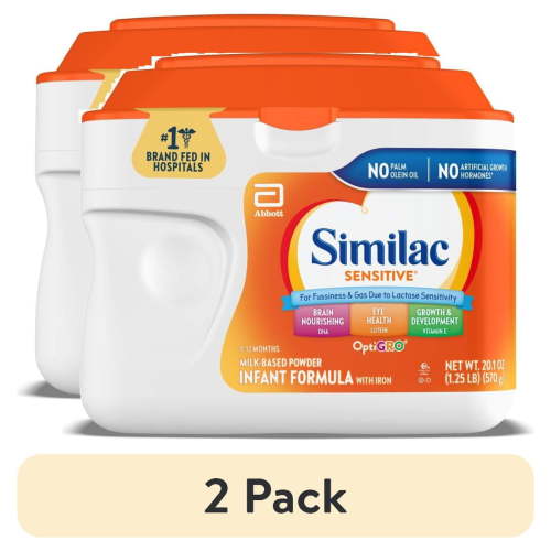(2 pack) Similac Sensitive Powder Baby Formula, 20.1-oz Tub