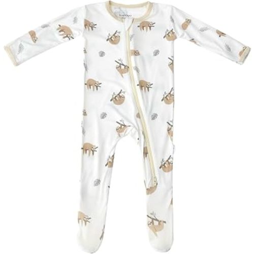 Bamboo Little Soft Baby Footie Pajamas, Baby Clothes, Newborn Sleepers, 95% Viscose and 5% Spandex, 0-24 Months