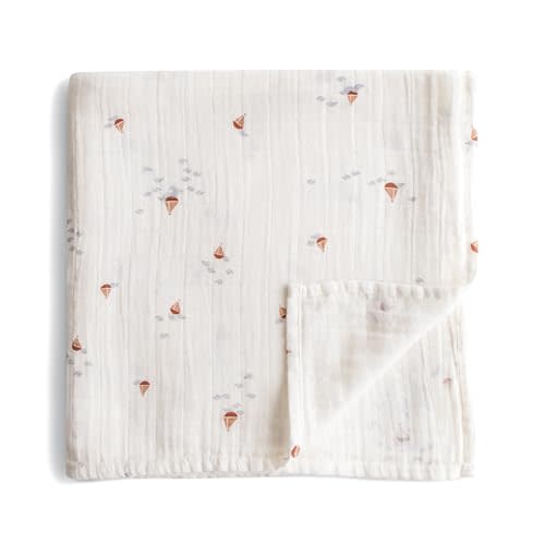 mushie Muslin Baby Swaddle Blanket | 100% Organic Cotton (Boats)