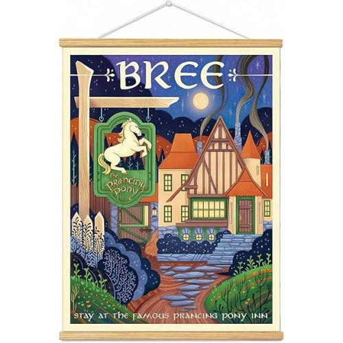 Middle Earth Landscape Wall Art Prints Canvas PaintingFantasy Posters, Wall Pictures, For Travel Gift, Canvas Art with Frames, For Office Home Decor Bedroom Living Room Wall Decor.（16L" x 12W"）