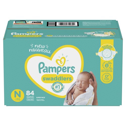 Pampers Swaddlers Soft and Absorbent Newborn Diapers, Size N, 84 ct