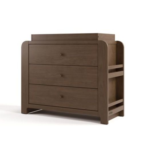 Graco Read-with-Me 3 Drawer Chest with Bookshelves and Removable Changing Topper - Hazelnut