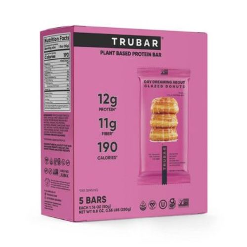 TRUBAR 12g Plant Based Protein Bars - Daydreaming About Glazed Donuts - 5ct: Chewy Snack with 12g Protein