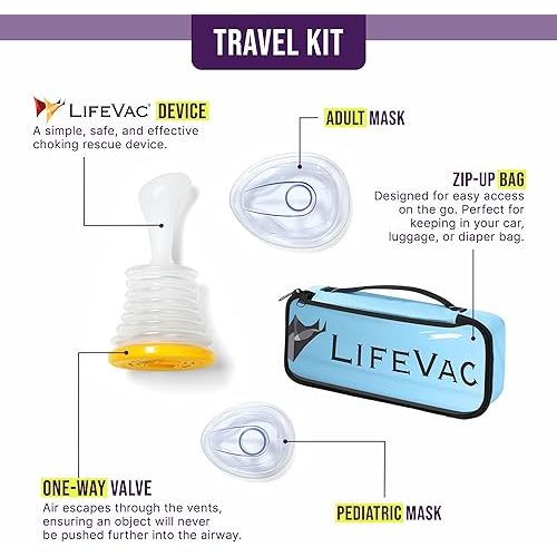 LifeVac Home & Blue Travel Kit Combo - Portable Suction Rescue Device, First Aid Kit for Kids and Adults, Portable Airway Suction Device for Children and Adults