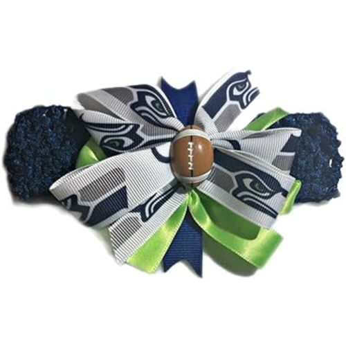 Seahawks Baby Girl Boutique Bow Crocheted Headband Fits Newborn to Adult