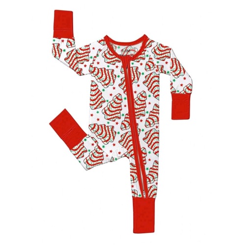 Baby Bamboo Fiber Zip-Up, Christmas Tree Cake Print Romper, All-Season Knit Fabric Skinny Fit With Zipper Detail, Boy Baby Girl Clothes, Perfect For Outdoor | SHEIN USA