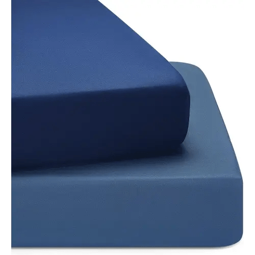 TILLYOU Baby Crib Sheets for Boys Girls, Super Soft Toddler Bed Sheets, 2 Pack Sheets for Standard Crib Mattress 28x52in, Navy and Stone Blue