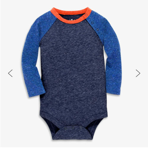 Heathered long sleeve baseball babysuit | Primary.com