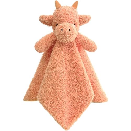 Baby Orange Dragon Soft Stuffed Animal Security Blanket, Plush Dinosaur Character Lovey Blanket, Baby Shower/Nursery Gift, Newborn Infant Toddler Snuggle Blankie for Boys Girls, 14 Inches