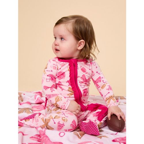 Ruffle One Piece Footie Pajama, Bamboo Viscose