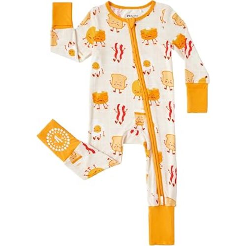 PATPAT Baby Footies Boys Girls - Bamboo Viscose - Zipper & Non-Slip Soles Romper Mitten - Footed & Footless Infant Clothes