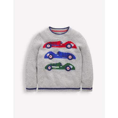 Fun Logo Sweater-Grey Marl Cars