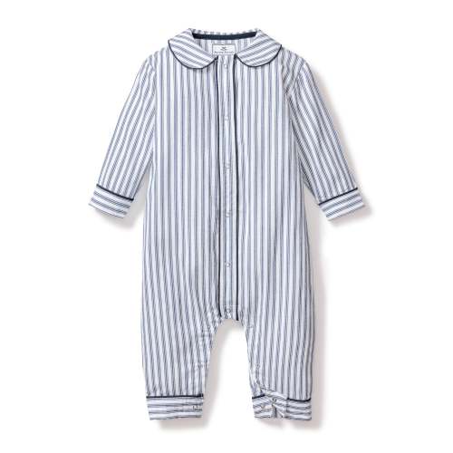 Baby's Twill Cambridge Romper in Navy French Ticking