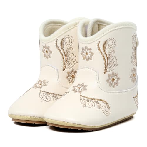 Infant Toddler Western Boots Cowgirl Cowboy Soft Rubber Sole Booties for Baby Girls Boys 3-18 Months