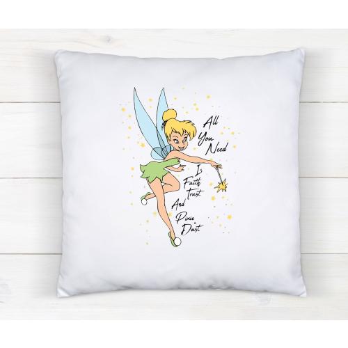 Faith Trust Pixie Dust Throw Pillow, Girls Room Decor, Tinkerbell Disney Lover Gifts, Couch Pillow, Pillowcase Only