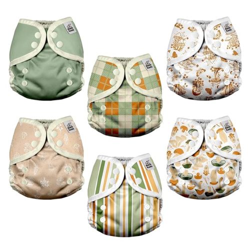 Mama Koala Reusable Adjustable Cloth Diaper Covers, Size M (Vibrant Mushroom-M)