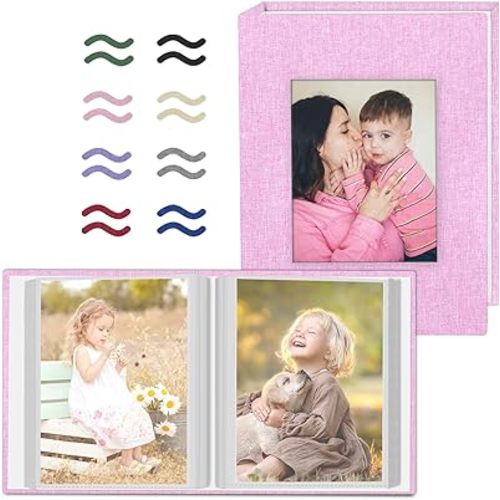 Popotop 2 Pack Photo Album 4x6 Pictures, Small Linen Slip-in Photo Albums Book for 80 Photos with 40 Pockets, Birthday Gifts for Women Mom Family Baby
