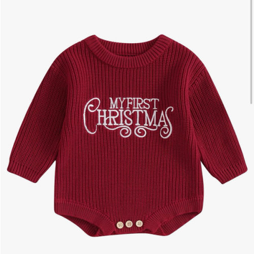 Adobabirl Baby Girl Boy Knitted Sweater Bubble Romper Long Sleeve Jumpsuit Festival Outfit Fall Winter Spring Clothes