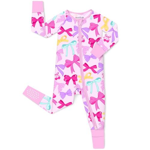 babee Reshinee Viscose Derived from Bamboo Baby Footie Pajamas Convertible Newborn Sleeper for Baby Girl Zipper Onesie 0-24M