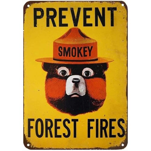 CCPARTON Smokey Bear Prevent Forest Fires Outdoors Metal Tin Sign Wall Decor Retro Metal Signs 8x12 Inch