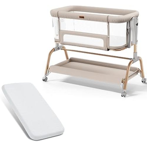 NeoBorn 3 in 1 Baby Bassinet, Bedside Bassinet for Baby, Rocking Bassinet with 33'' x 19'' inch Mattress