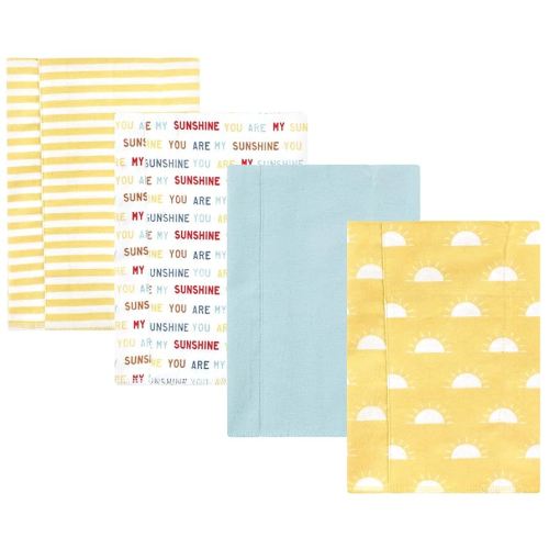 Hudson Baby Unisex Baby Cotton Flannel Burp Cloths, My Sunshine 4 Pack, One Size