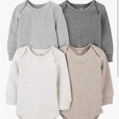 Simple Joys by Carter's Baby 4-pack Soft Thermal Long Sleeve Bodysuits