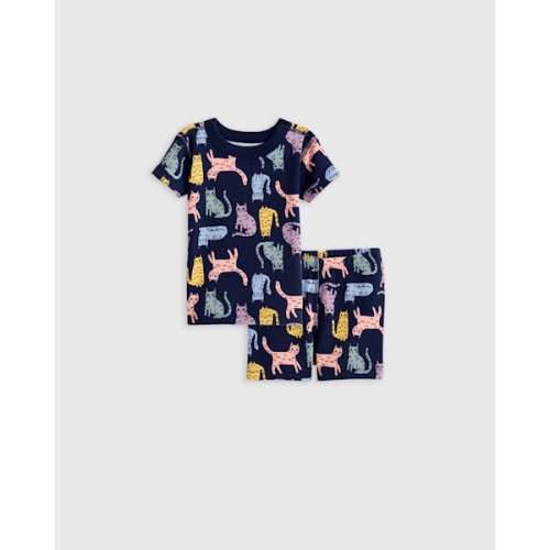 100% Organic Cotton Short Sleeve and Shorts Pajama Set in Cats
