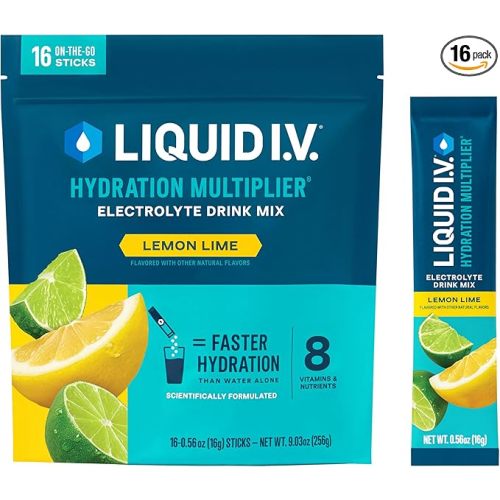 Liquid I.V.® Hydration Multiplier - Lemon Lime | Electrolyte Powder Drink Mix | 1 Pack (16 Servings)