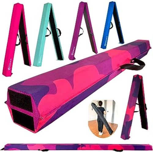 MARFULA 6 FT / 8 FT / 9 FT Folding Gymnastics Beam Foam Balance Floor Beam - Extra Firm - Suede Cover - Anti Slip Bottom with Carry Bag for Kids/Adults Home Use