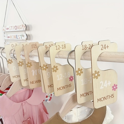 8pcs closet dividers wooden clothes hangers size organizers - Temu