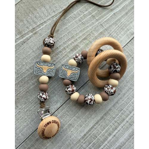 Brown cow Belt Buckle Teether Set