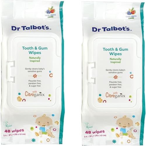 Dr. Talbot's Baby Tooth and Gum Wipes Naturally Inspired With Citroganix, 2-pack, 96 count