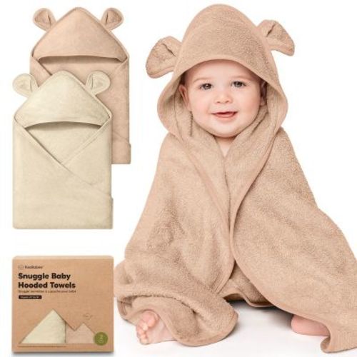 KeaBabies 2pk Snuggle Baby Towels with Hood for Newborn Girls, Boys, Toddlers, Soft & Absorbent Hooded Baby Bath Towels