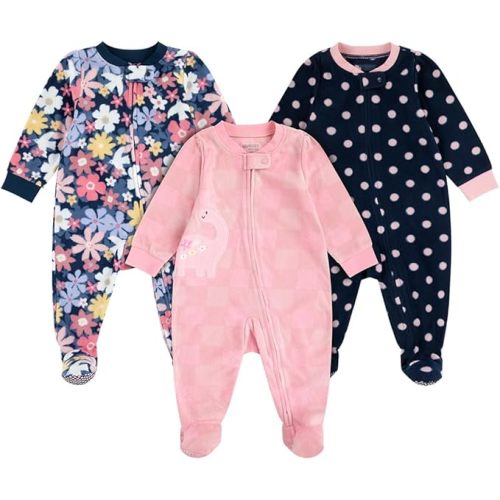 HUGGIES unisex-baby 3-pack Footed Fleece Coverall Pajamas