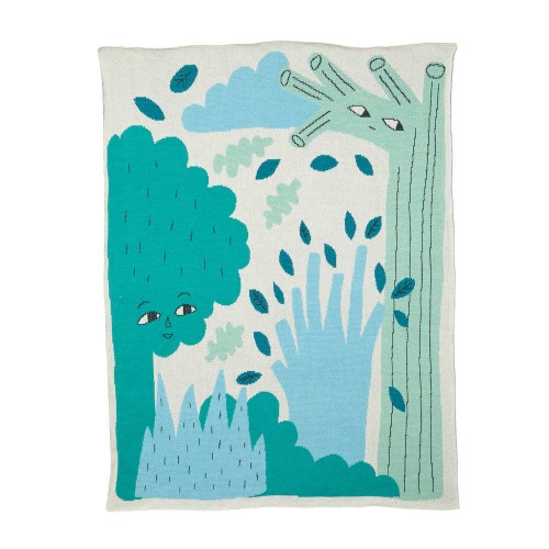 Organic Green Trees Cotton Mini Blanket