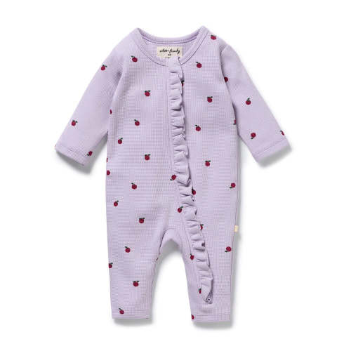 Berry Plums Organic Waffle Ruffle Zipsuit | Zipsuit | W+F