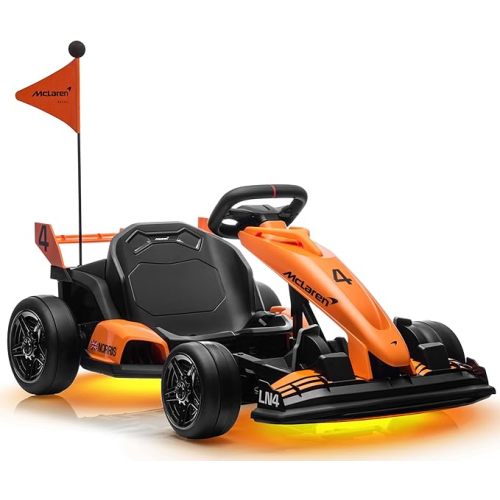 Licensed McLaren Electric Go Kart for Kids, 36V 9AH Battery Powered Drift Kart Car with Adjustable Seat, Ride on Crazy Cart for Kids with Two Speed, Racing Toy with Fast Two 250W Motors (36V McLaren)
