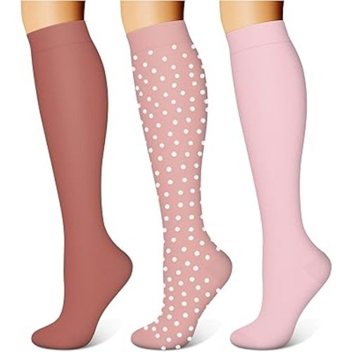 WITHYOU 3 Pairs Compression Socks for Women & Men 15-20 mmHg,Best Support for Nurses Running Hiking