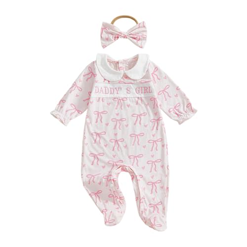 Socutebabe Newborn Baby Girl Going Coming Home Outfit Long Sleeve Footie Romper Cute Jumpsuit Fall Winter Clothes