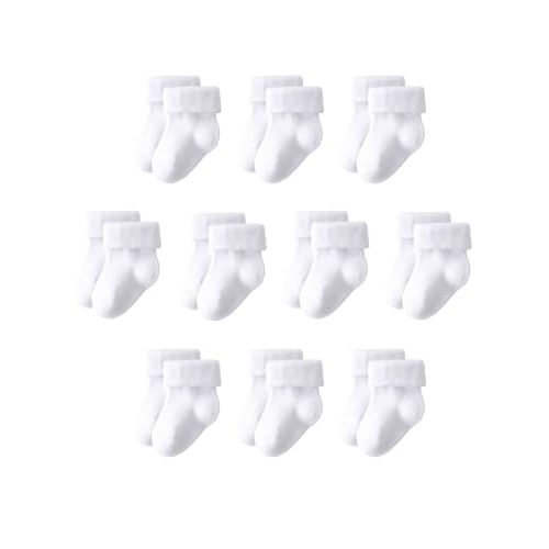 Newborn Socks 10 Pairs, Cotton Baby Turn Cuff Socks 0-3 Months