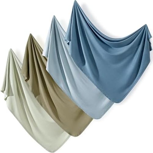 GRSSDER 4-Pack Ultra Soft Stretchy Jersey Knit Baby Swaddle Blankets, 33x44