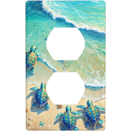 Beach Turtle Outlet Cover Wall Plate Electrical Outlets Switch Plate Decorative Faceplate for Bathroom Bedroom Kitchen Room Decor Wallplate 4.5 x 2.76 Inch
