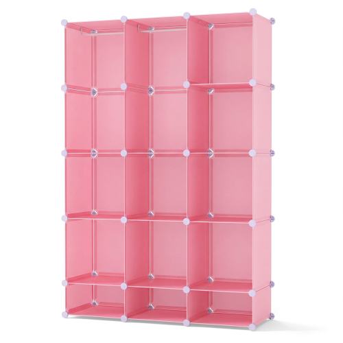 Costway 10/13-Cube Modular Baby Wardrobe Closet with Hanging Rods &