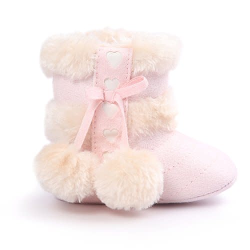 ESTAMICO Baby Girl Plush Winter Snow Bowknot Boots