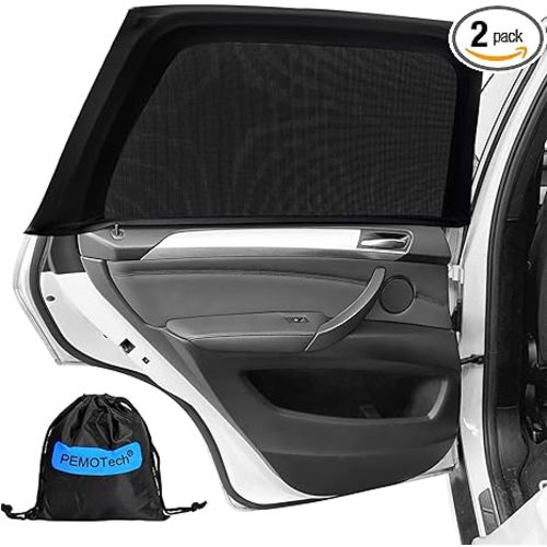 Car Window Shades(2 Pack)-Side Window Sun Shades, UV Protection Breathable Spandex Baby Window Covers, Universal Fit Most of Cars, Protect Privacy for Family (27.2"x39.8") Black