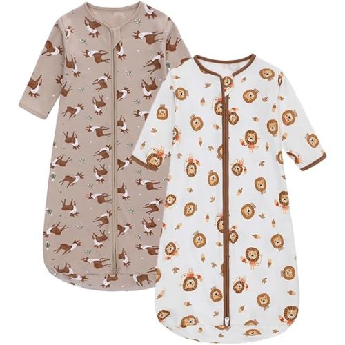 Pack de 2 sacs de couchage pour bébé 100 % coton à manches longues, couverture portable, différentes tailles, sac de couchage facile à changer pour garçons et filles - Miracle Baby, Grand