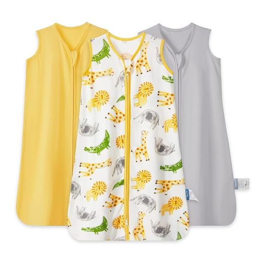 TILLYOU Baby Sleep Sack 0-6 Months 0.5 Tog Cotton Wearable Blanket for Baby, 3 Pack Infant Sleeping Sack with 2-Way Zipper, Pink Peach